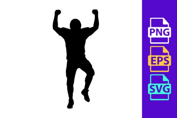 A Person in a Triumphant Pose with Arms: Dynamic Football Silhouette Clipart
