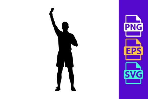 A Silhouette of a Referee Holding a Red Card: Dynamic Vector Clipart