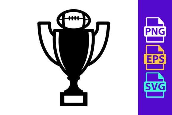 American Football Trophy Icon with Ball: Bold Vector Clipart