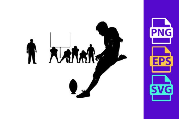 Capturing Athletic Power: Rugby Player Kicking Ball Clipart