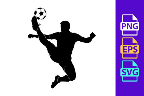 Capturing Motion: The Soccer Player Kicking a Ball in Mid Air Clipart