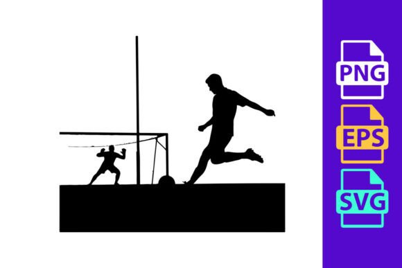 Capturing the Perfect Strike: The Soccer Player Kicking Ball While Goalkee Clipart