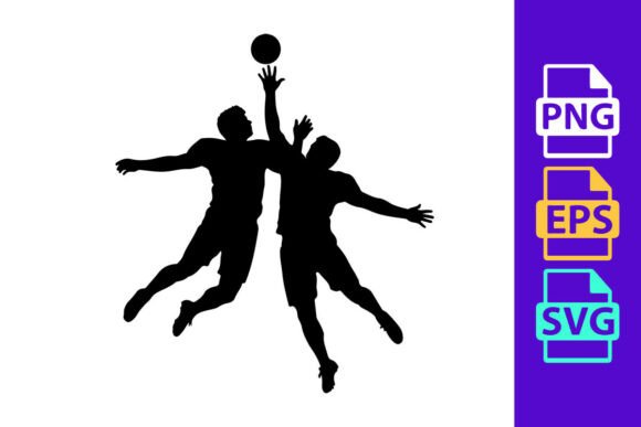 Dynamic Action Captured: The Volleyball Players in Action Jumping to Clipart