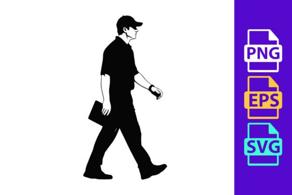 Dynamic Vector Design: A Man Walking to the Right with a Briefcase