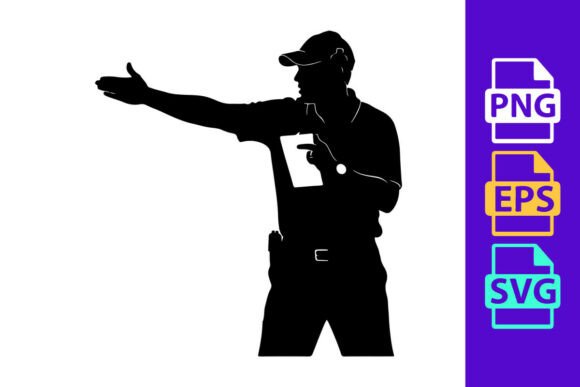 Energy in Action: The Police Officer Directing Traffic with Ha Clipart