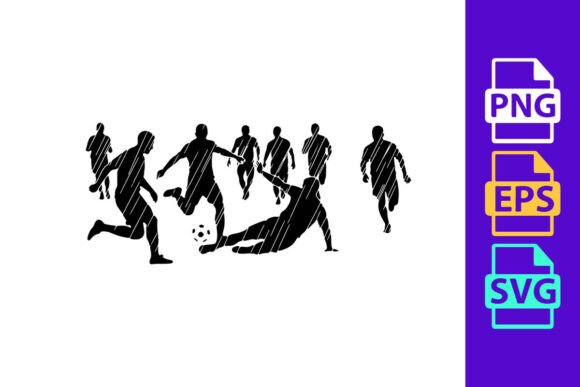 Silhouette of Soccer Players in Action: Dynamic Vector Art
