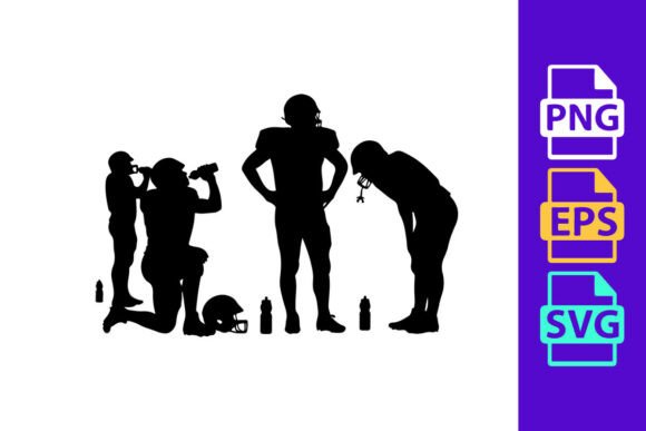 Silhouettes of Football Players Resting: A Designer's Go-To Asset