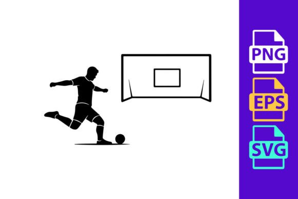 Soccer Player Kicking Ball Towards Goal: Dynamic Vector Clipart for Modern Design